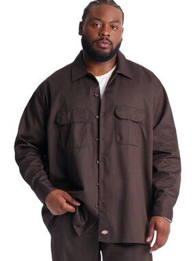 DICKIES Men's Long Sleeve Work Shirt. Plus Size 2XL